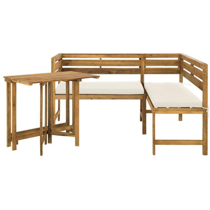 Wilton Balcony Corner Lounge - Indoor/Outdoor - PAT6754 - Teak Brown/Beige - Safavieh