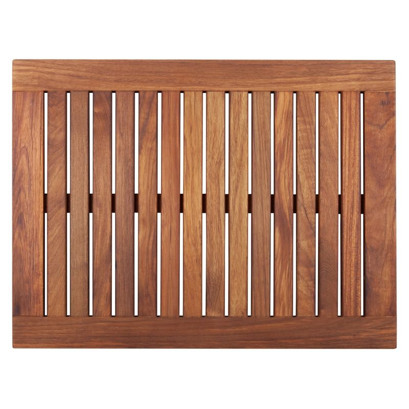 Nordic Teak 23.6" x 17.7" Oiled Shower and Bath Mat with Frame