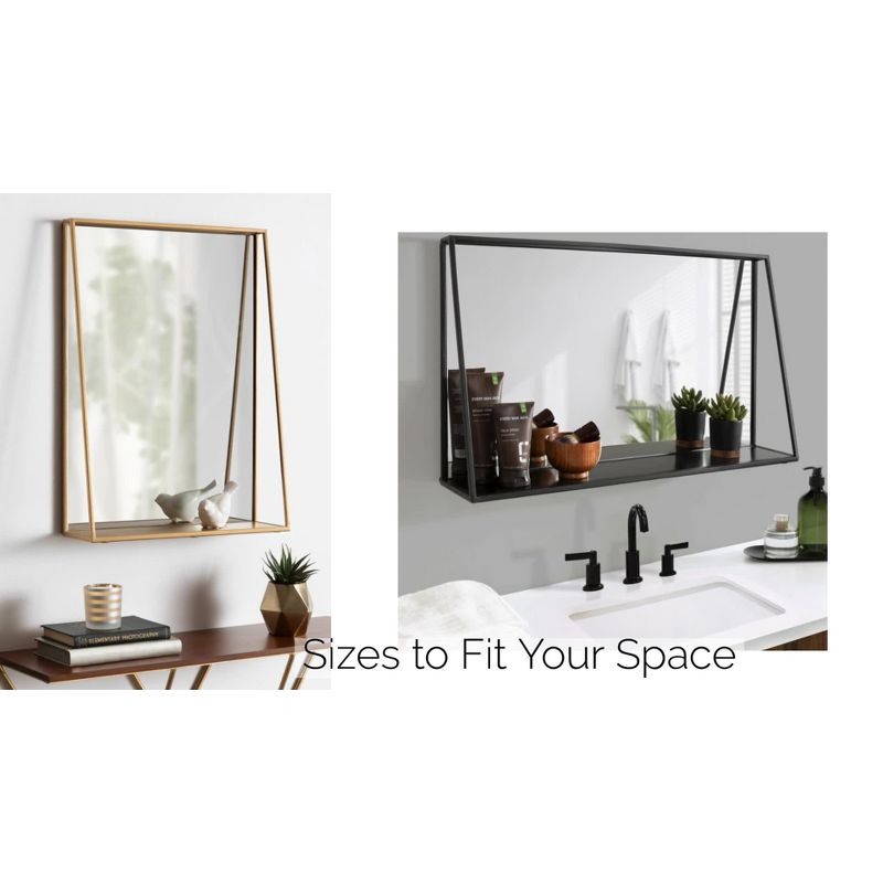 18" x 24" Lintz Metal Framed Wall Mirror with Shelf, Modern Decor - Kate & Laurel All Things Decor