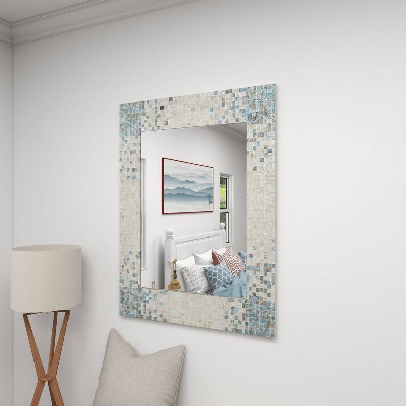36" x 48" Mother of Pearl Handmade Mosaic Wall Mirror: Olivia & May, Coastal Style Decor