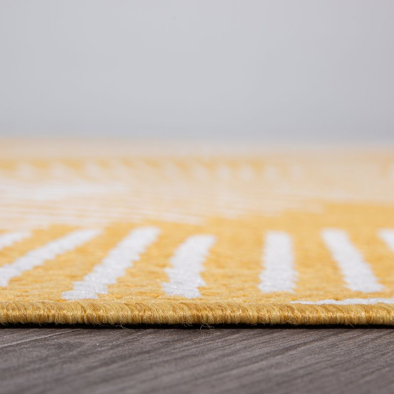 World Rug Gallery Distressed Palm Leaves Textured Flat Weave Indoor/Outdoor Area Rug - YELLOW 2'x3'