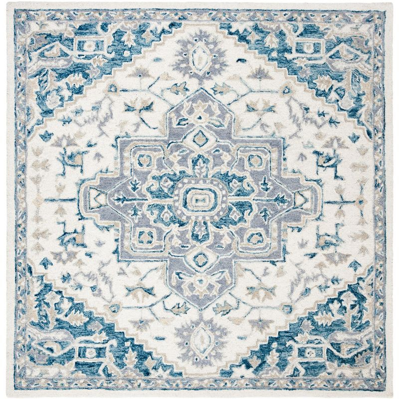Micro-Loop MLP503 Hand Tufted Area Rug - Ivory/Navy - 5'x5' - Safavieh.