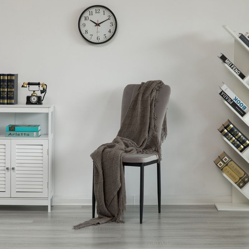 Fabulaxe Gray Modern And Contemporary Tufted Velvet Upholstered Accent Dining Chair