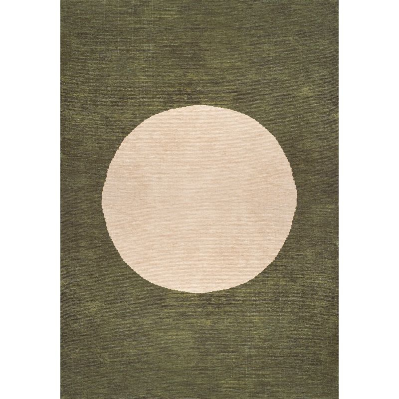 8' x 10' Cirkel Minimalist Geometric Dot Machine-Washable Area Rug, Olive/Cream - JONATHAN Y