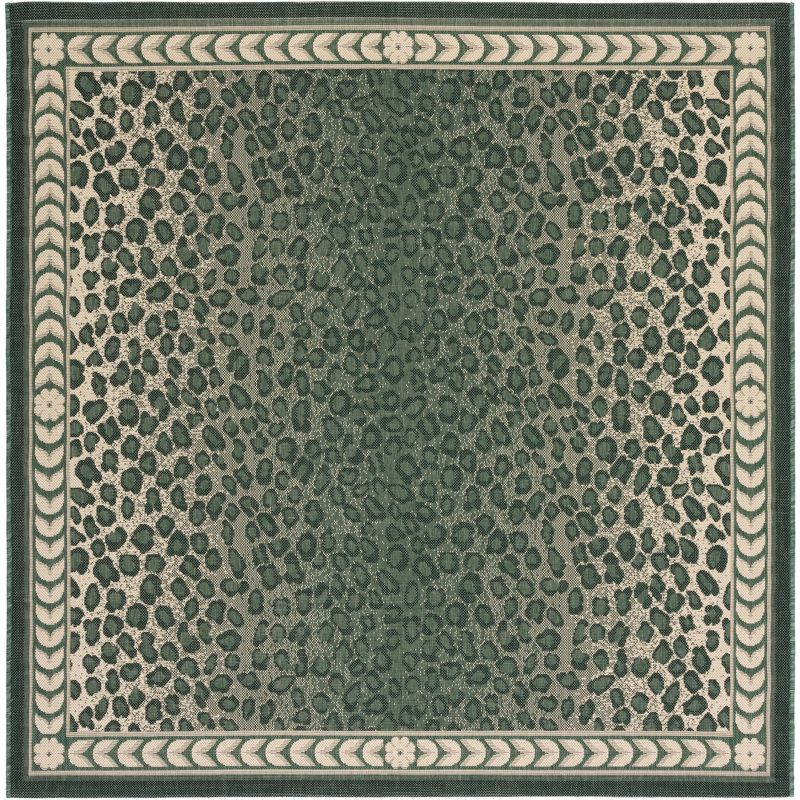 Courtyard CY6100 Power Loomed Indoor/Outdoor Area Rug - Dark Green/Ivory - 6'7"x6'7" - Safavieh.