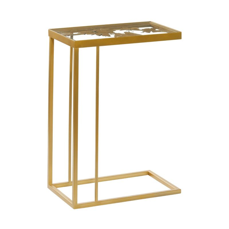 25" Contemporary Metal and Glass Accent Table Gold - Olivia & May