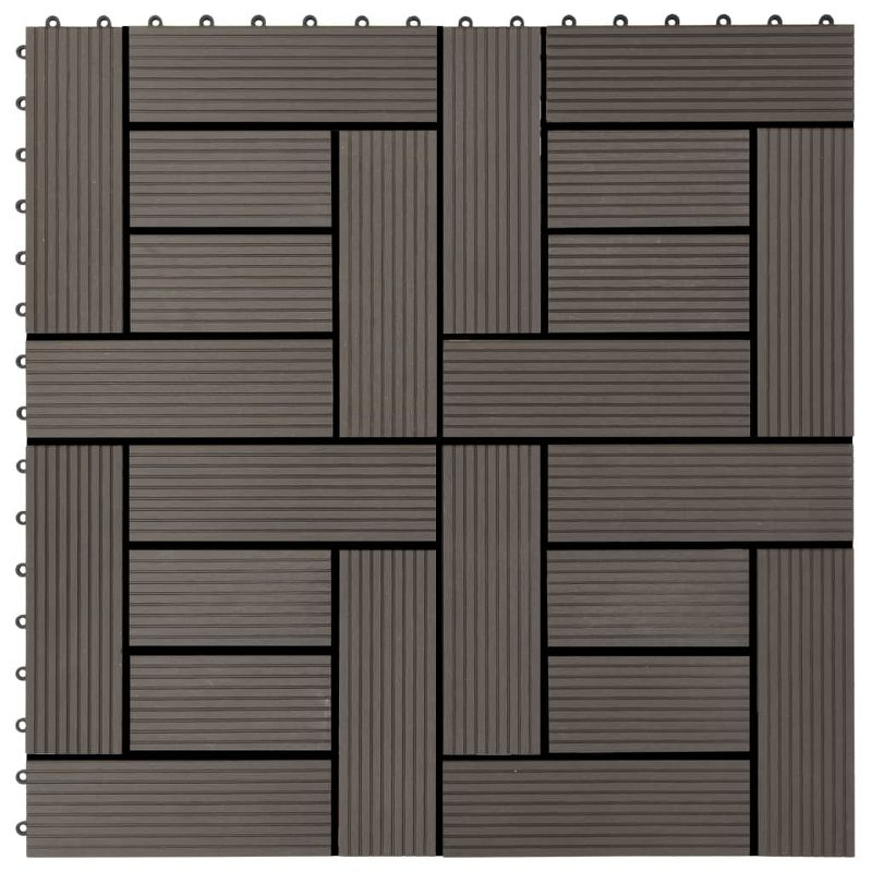 VidaXL 11 Pieces Decking Tiles WPC 11.8" x 11.8" 1 Sqm