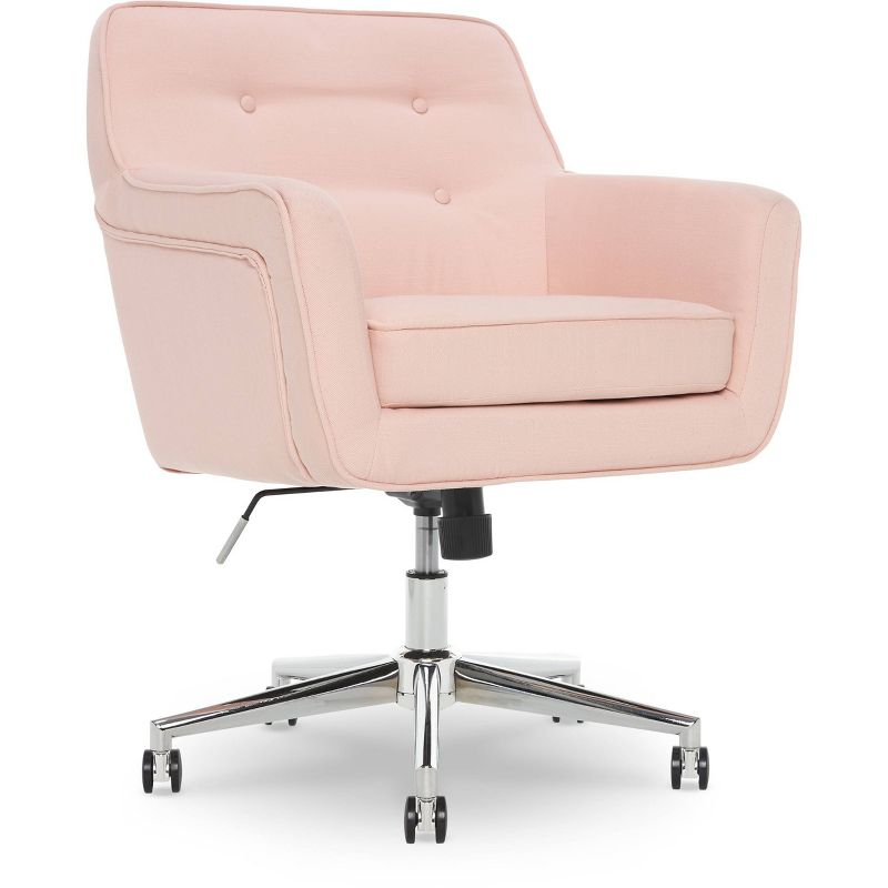 Serta Style Ashland Home Office Chair Party Blush Pink: Upholstered, Adjustable, with Casters/Wheels