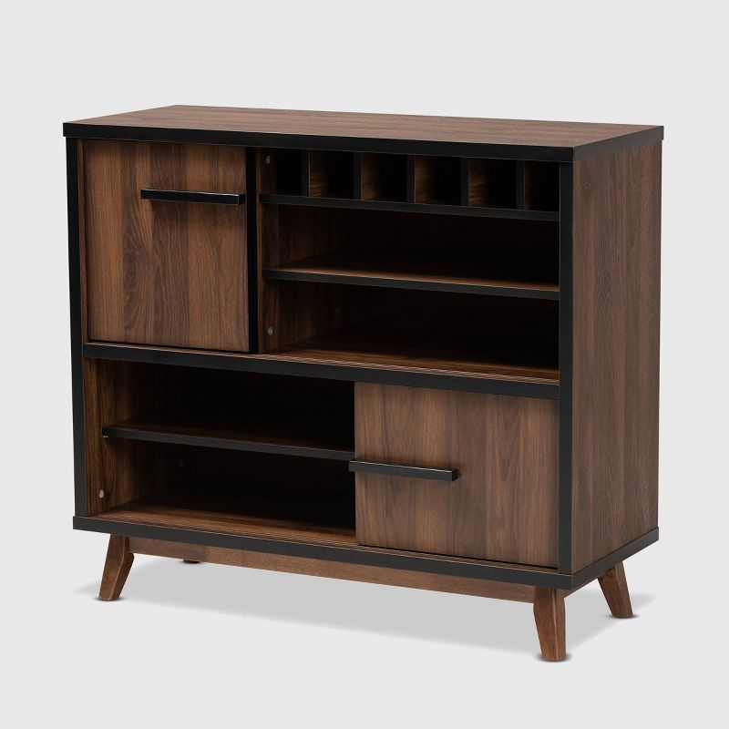 Margo Two-Tone Finished Wood Wine Storage Cabinet Walnut/Black - Baxton Studio