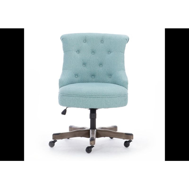 Sinclair Traditional Tufted Wood Base Swivel Office Chair Gray Wash Wood Base Light Gray - Linon