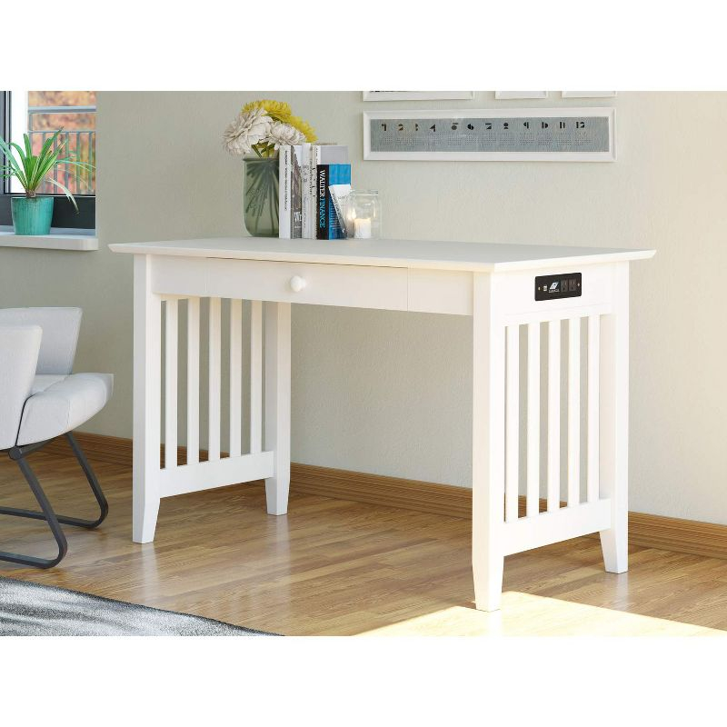 AFI Furnishings Mission Desk with Drawer and Charger White