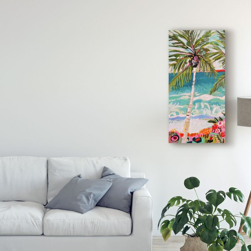 Trademark Fine Art -Karen Fields 'Palm Tree Wimsy I' Canvas Art - 32''x16''