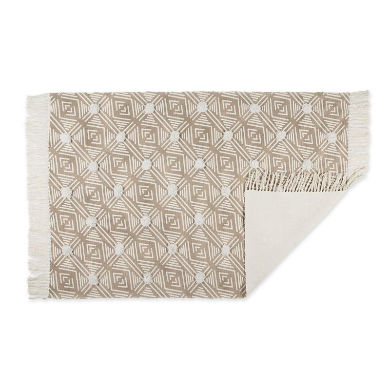 Design Imports Geometric Textured Fringe - Stone - 4 X 6 Ft