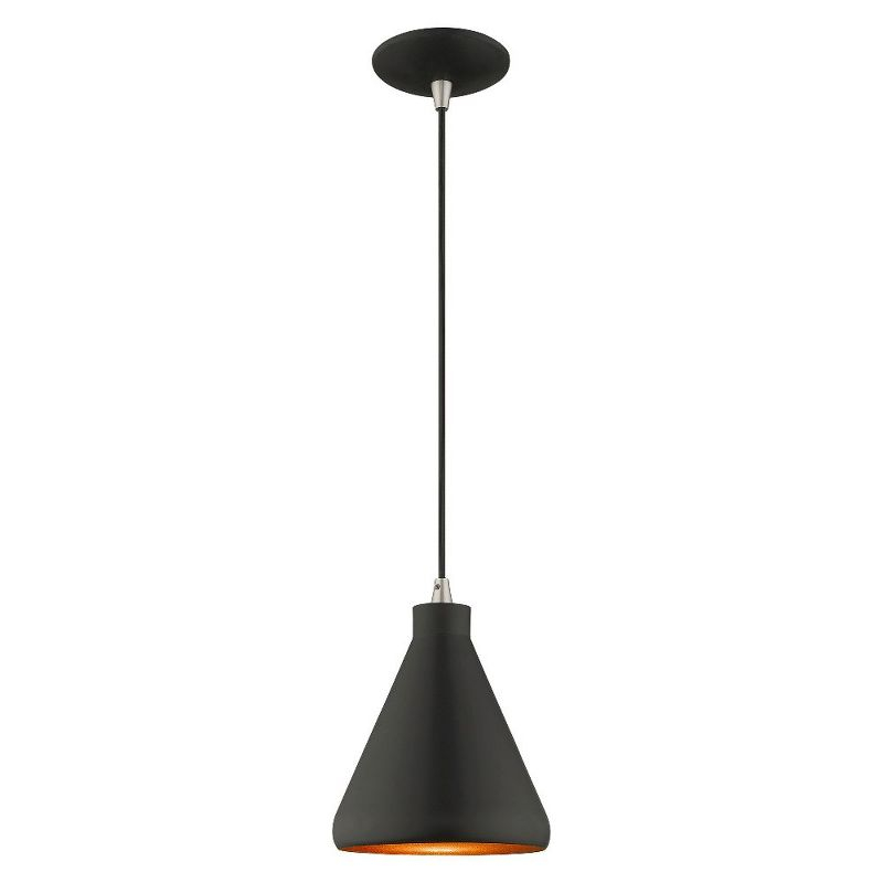 Livex Lighting Metal Shade 1 - Light Chandelier in  Black