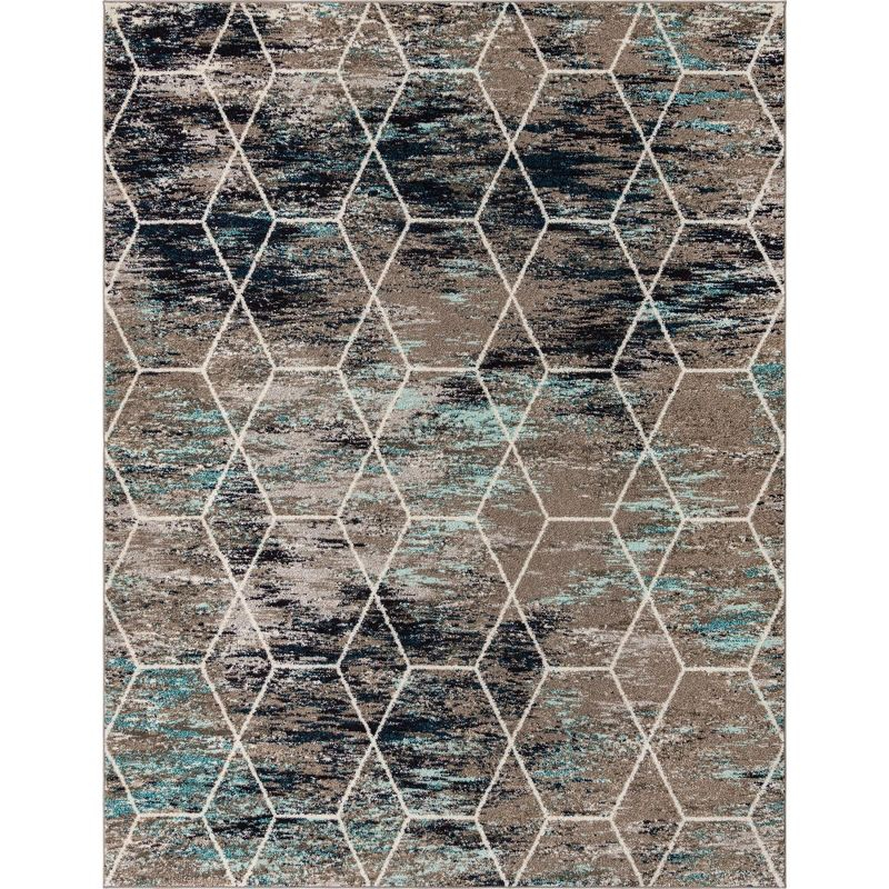 Unique Loom 8' 0 x 10' 0 Trellis Frieze Geometric Blue Multi Area Rug