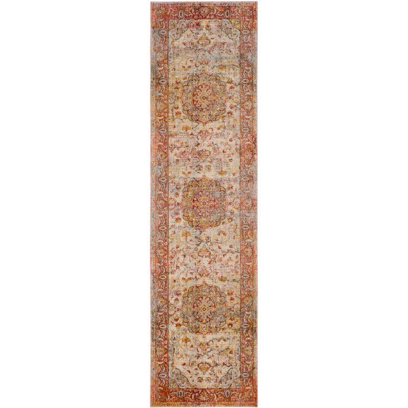 Vintage Persian VTP435 Power Loomed Indoor Runner Rug - Saffron/Cream - 2'2"x12' - Safavieh