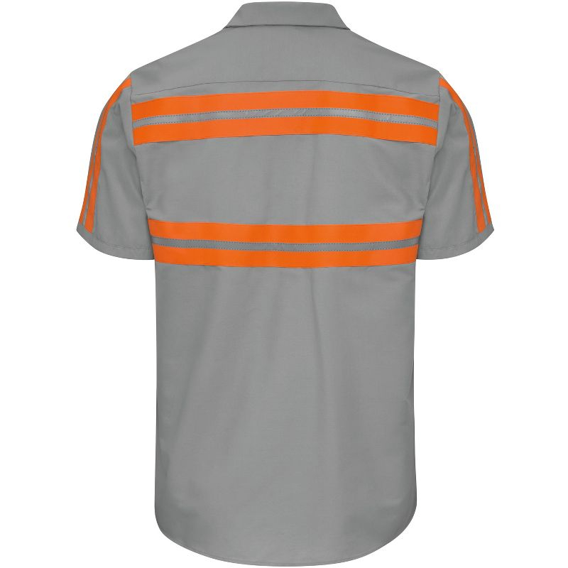 Red Kap Short Sleeve Enhanced Visibility Shirt, Grey Orange Visibility Trim - 3X Large