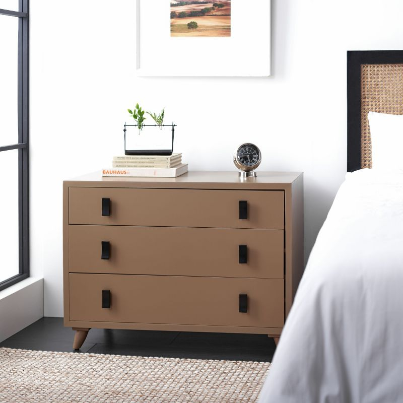Blaize 3 Drawer Chest - CHS6601 - Taupe/Black - Safavieh