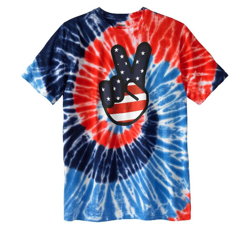 KingSize Men's Big & Tall Tie-Dye Graphic Tee - 3XL, Americana Peace Tie Dye