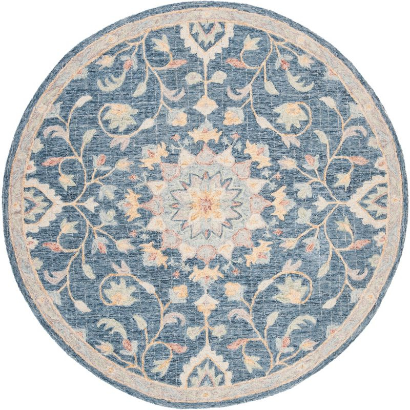 Blossom BLM813 Hand Tufted Area Rug - Navy/Multi - 6' Round - Safavieh.