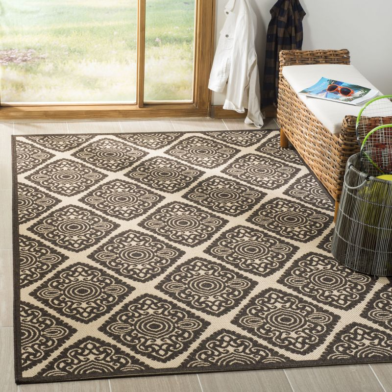 Linden LND132 Power Loomed Area Rug - Creme/Brown - 9'x12' - Safavieh