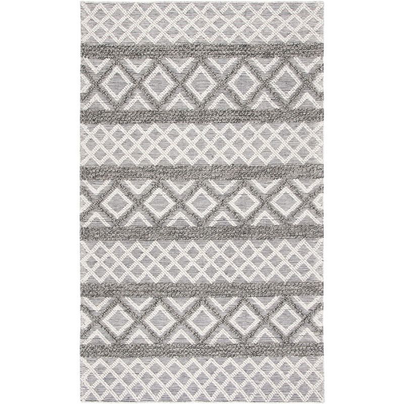 Vermont VRM211 Hand Woven Area Rug - Ivory/Dark Grey - 3'x5' - Safavieh.