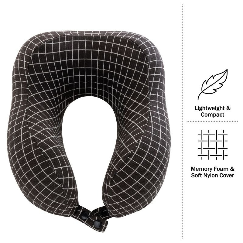 Travel Pillow - Memory Foam Pillow with Washable Cover - Neck Pillows for Sleeping on Airplanes, Trains, Cars, and Buses by Home-Complete (Black)