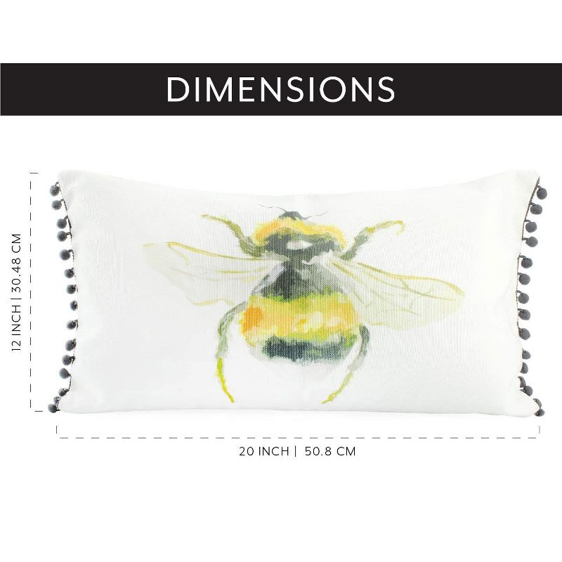 AuldHome Design 12x20 Throw Pillow Covers, Honey Bee Themed; Lumbar Pillow Cloth Covers (12 x 20 Inch)