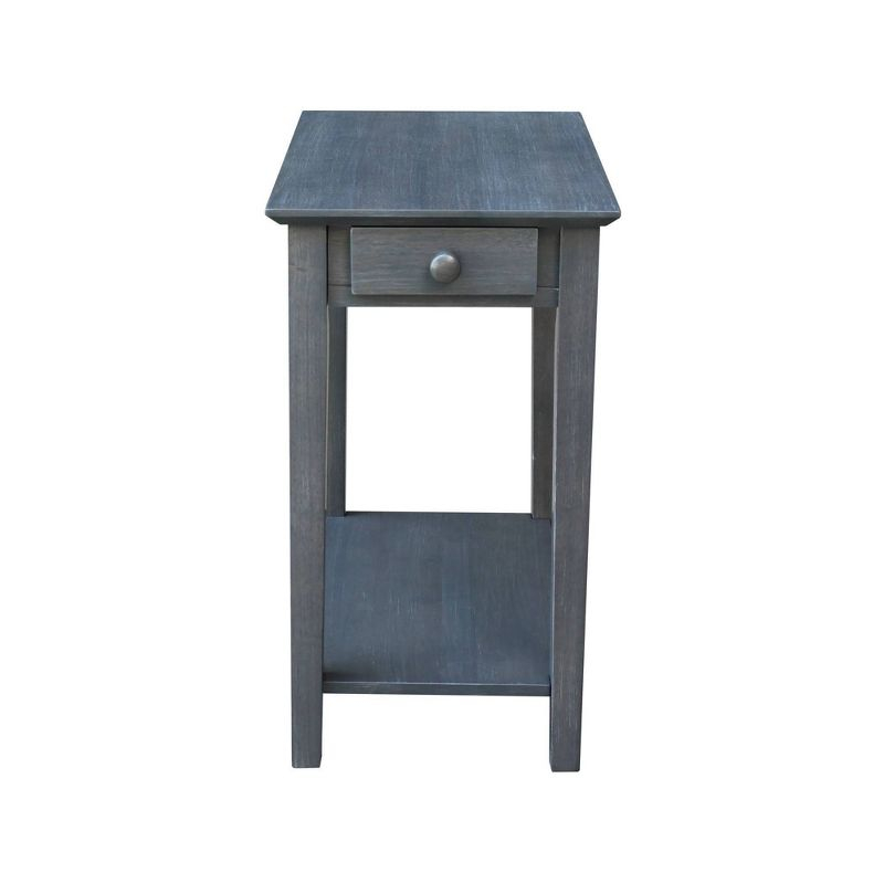 International Concepts Narrow End Table Heather Gray: Mid-Century Modern Style, Hardwood, Drawer & Shelf