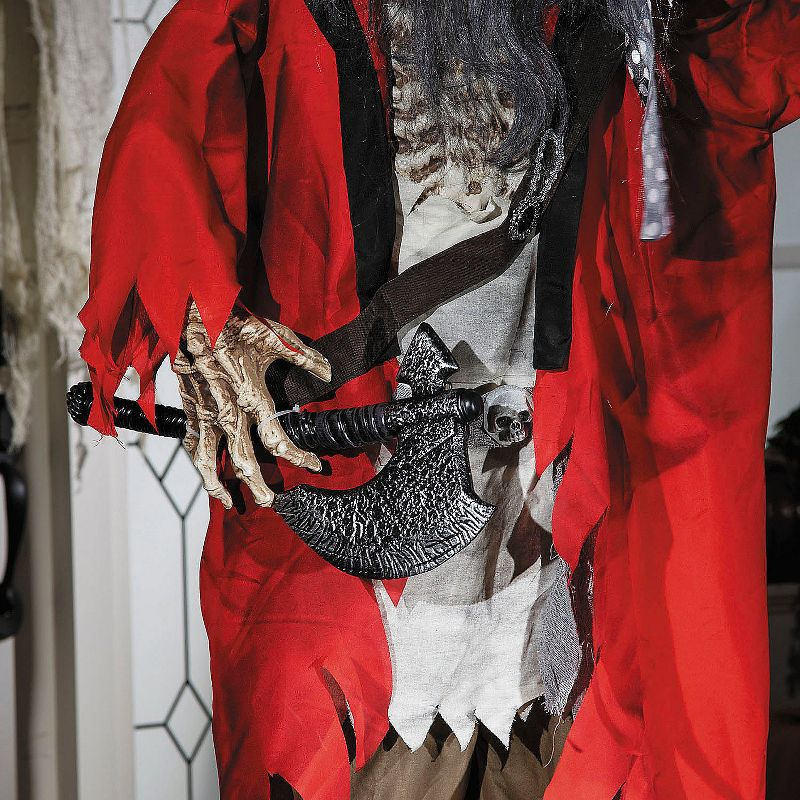 Morris Costumes 6.2 ft Standing Animated Skeleton Pirate Decoration - Red