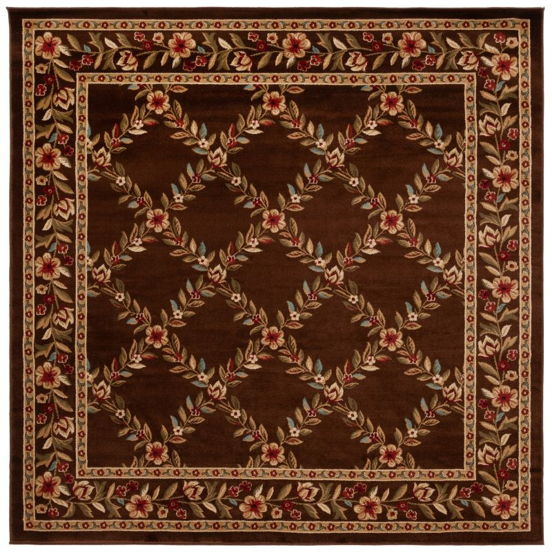Lyndhurst LNH557 Power Loomed Area Rug - Brown/Brown - 6'7"x6'7" - Safavieh