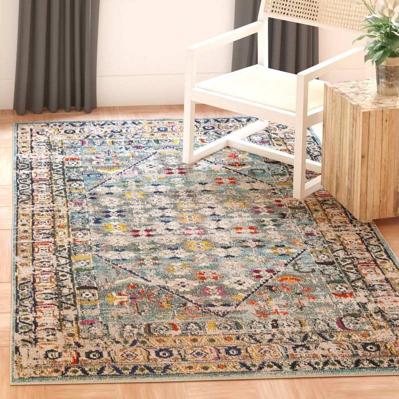 Monaco MNC255 Power Loomed Indoor Area Rug - Blue/Light Grey - 6'7"x9'2" - Safavieh