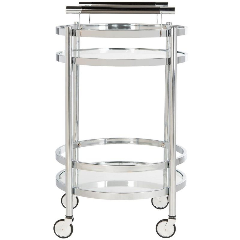 Sienna 2 Tier Round Bar Cart - BCT8001C - Chrome/Glass - Safavieh