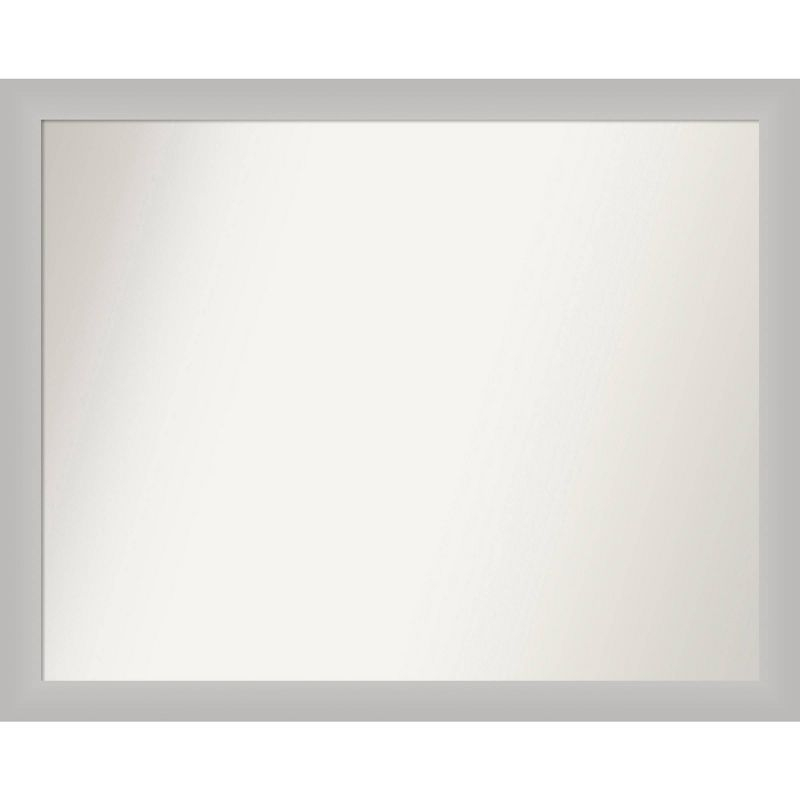 31" x 25" Non-Beveled Low Luster Wood Bathroom Wall Mirror Silver - Amanti Art