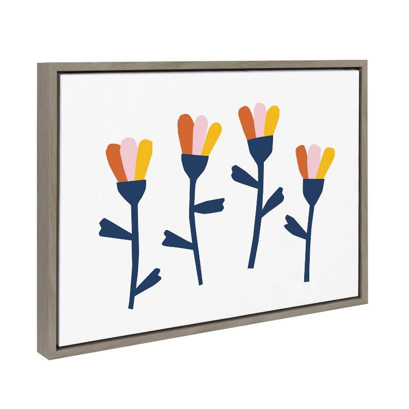 18" x 24" Sylvie Little Bloom by Myriam Van Neste Framed Wall Canvas Gray - Kate & Laurel All Things Decor