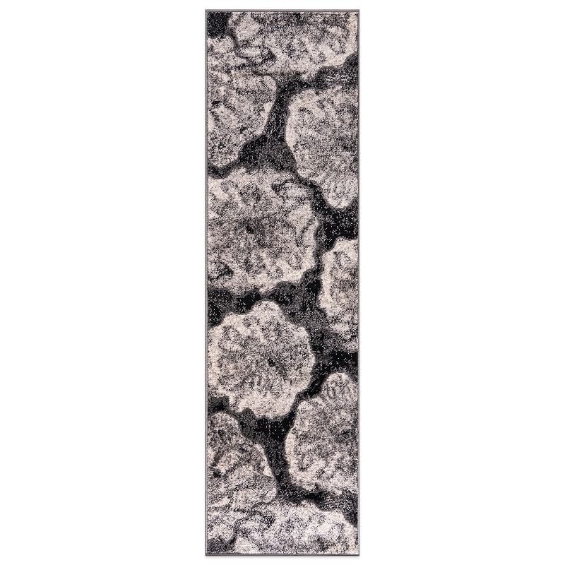 World Rug Gallery Contemporary Floral Design Area Rug - Black 2'x7'