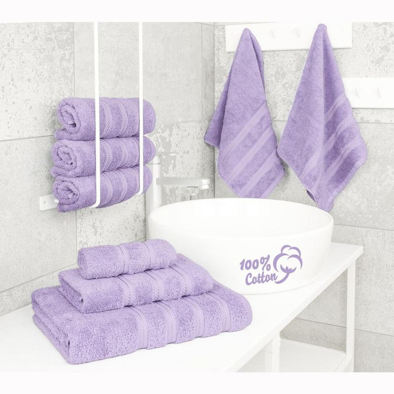 American Soft Linen 6 Piece Towel Set, 100% Cotton Bath Towels for Bathroom, Lilac