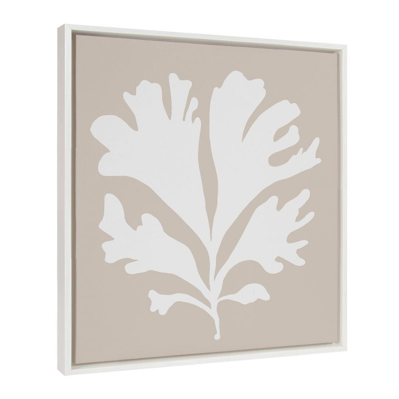 22" x 22" Sylvie Neutral Coral Beige Framed Canvas by Creative Bunch White - Kate & Laurel All Things Decor: Coastal Style