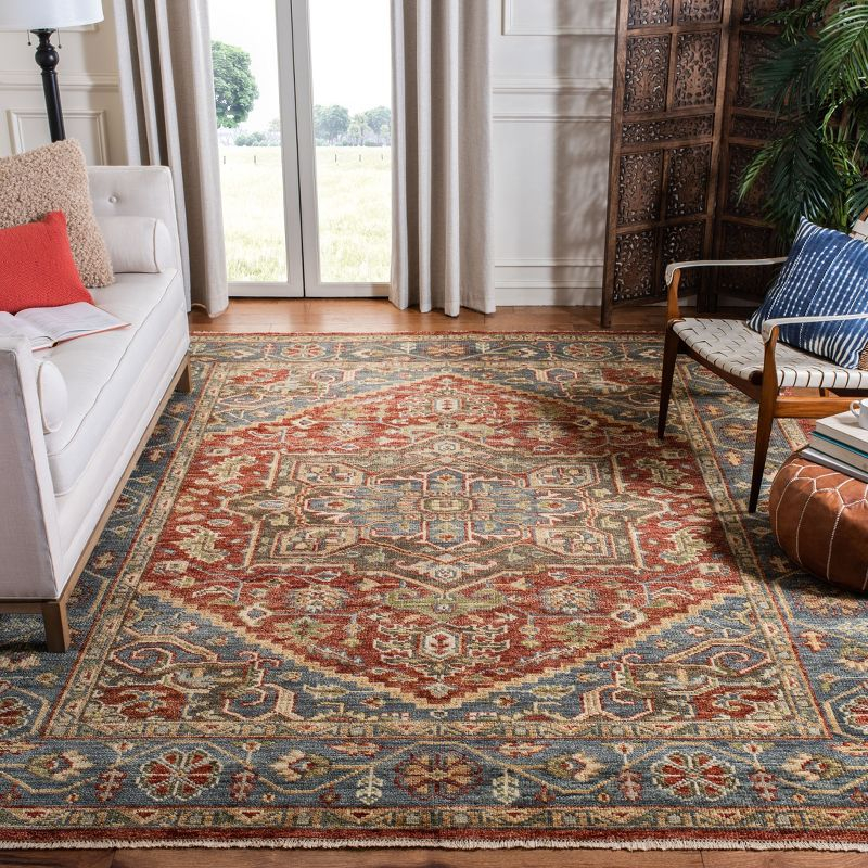 Samarkand SRK121 Hand Knotted Area Rug - Red/Blue - 8'x10' - Safavieh.