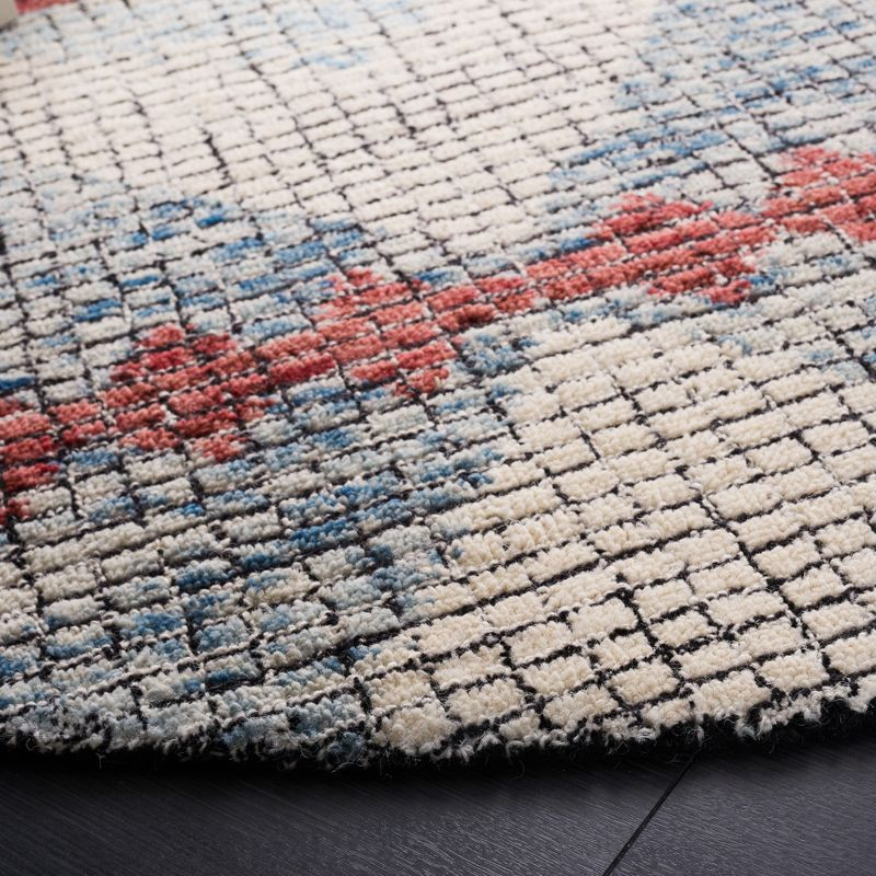 Abstract ABT479 Hand Tufted Area Rug - Ivory/Blue - 6' Round - Safavieh .