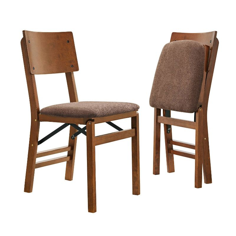 Stakmore Set of 2 Aztec Folding Chairs Fruitwood Finish: No Assembly, Polyester Upholstery