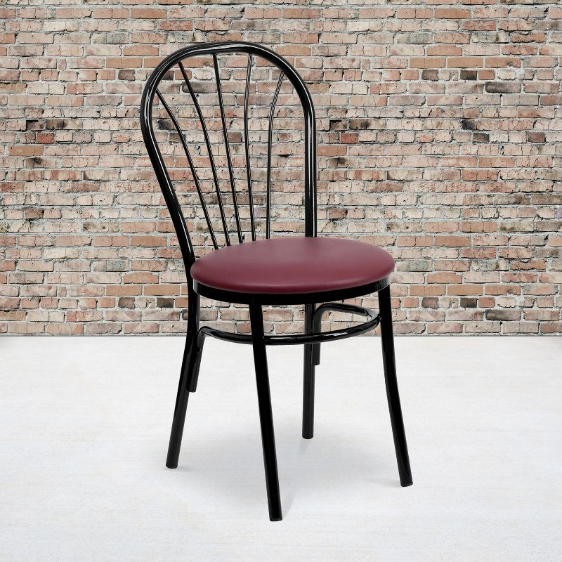 Flash Furniture HERCULES Series Fan Back Metal Chair - Burgundy Vinyl Seat