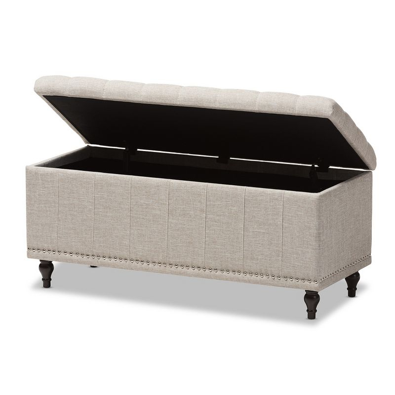 Kaylee Modern Classic Fabric Upholstered Button - Tufting Storage Ottoman Bench - Buff Beige - Baxton Studio