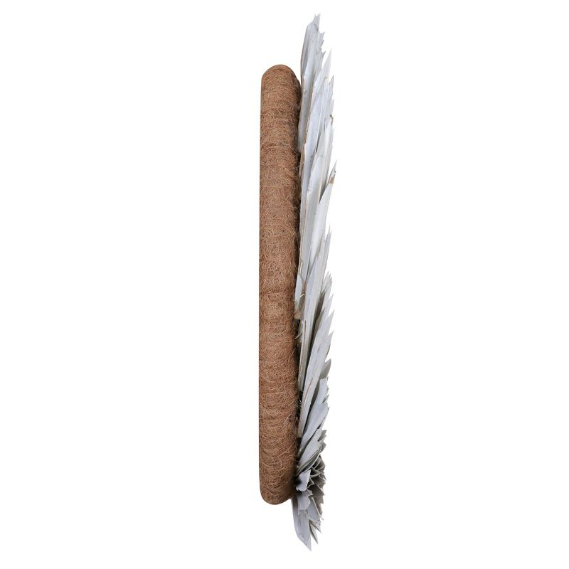 Vickerman Natural Botanicals 24" White Washed Palm Sun Wreath. This wreath measures 24 inches in diameter. It features white washed palm sun leaves on