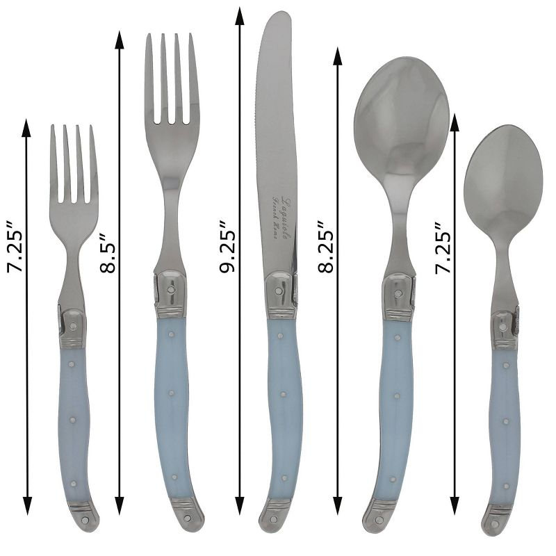 French Home Laguoile 20pc Stainless Steel Silverware Set Blue: Flatware Set, Service for 4, Dishwasher-Safe