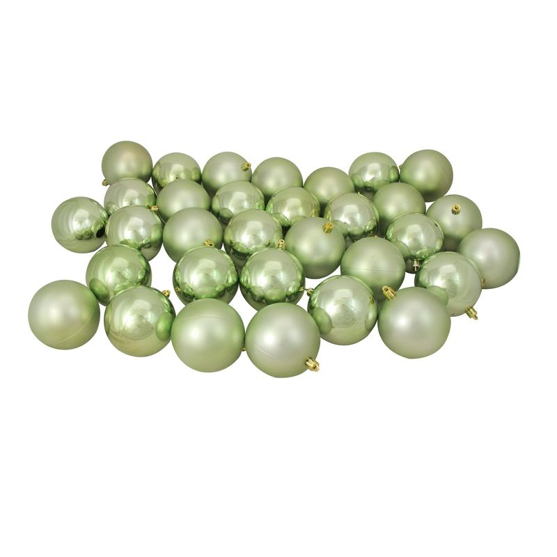 Northlight 32ct Shatterproof 2-Finish Christmas Ball Ornament Set 3.25" - Green