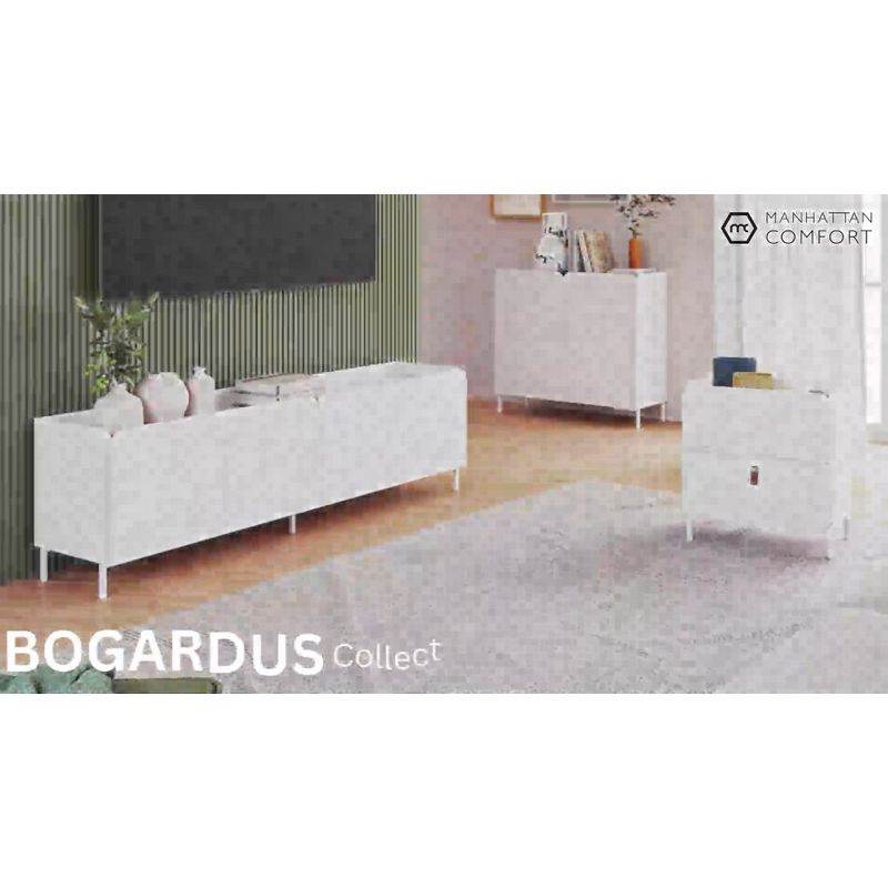 Manhattan Comfort Bogardus Mid - Century Modern 4 Shelf Accent Cabinet Black: Painted Particle Board, Fixed Shelves, Anti-Tip Hardware