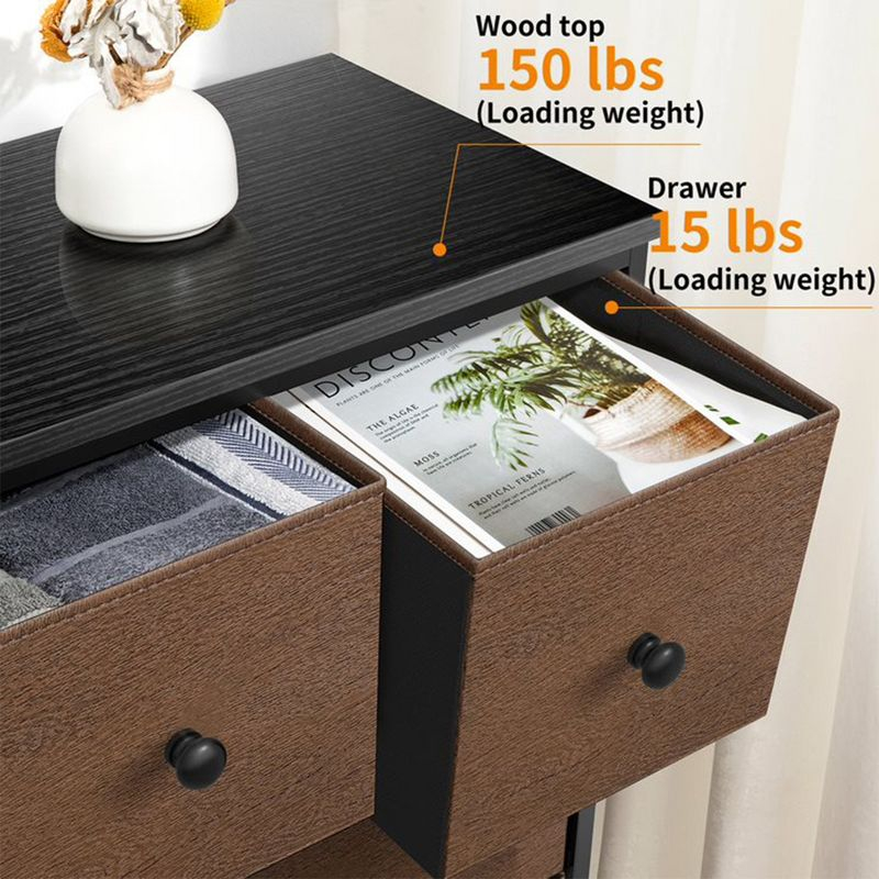 REAHOME 9 Drawer Steel Frame Bedroom Storage Organizer Chest Dresser with Waterproof Top, Adjustable Feet, and Wall Safety Attachment, Espresso