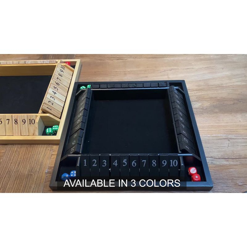 WE Games 4 Player Travel Shut The Box Board Game, Black Stain, 8.5 in.