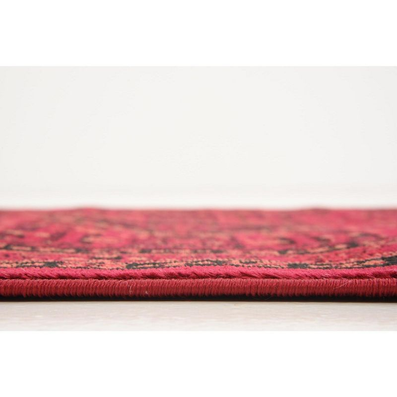 Unique Loom Tekke Collection Area Rug - Sheibani (2'  x 8' Runner Red/Black)
